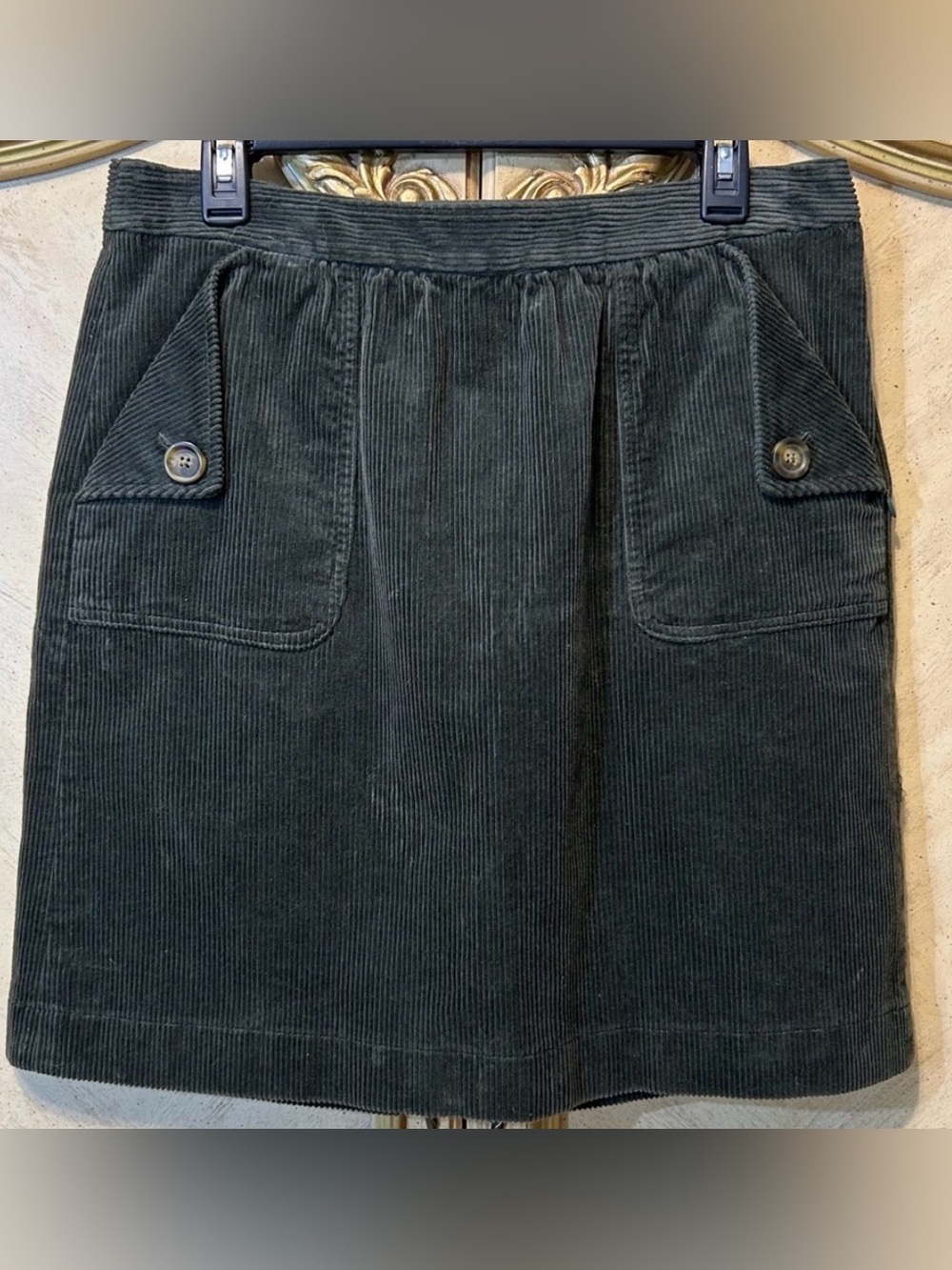 Brooks Brothers Deep Dark Green Front Pocket Corduroy Skirt New NWOT